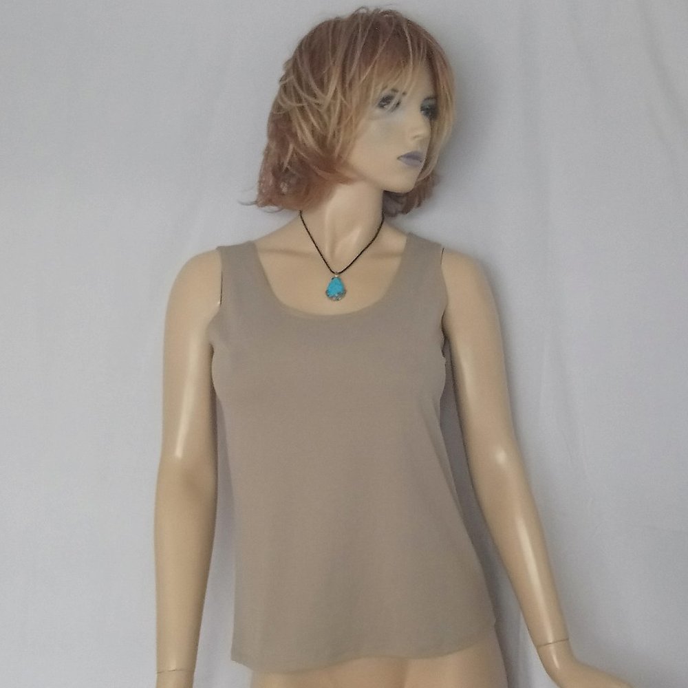 CHICO'S Khaki Stretchy Tank Cami Top Sz 1/S CUTE!